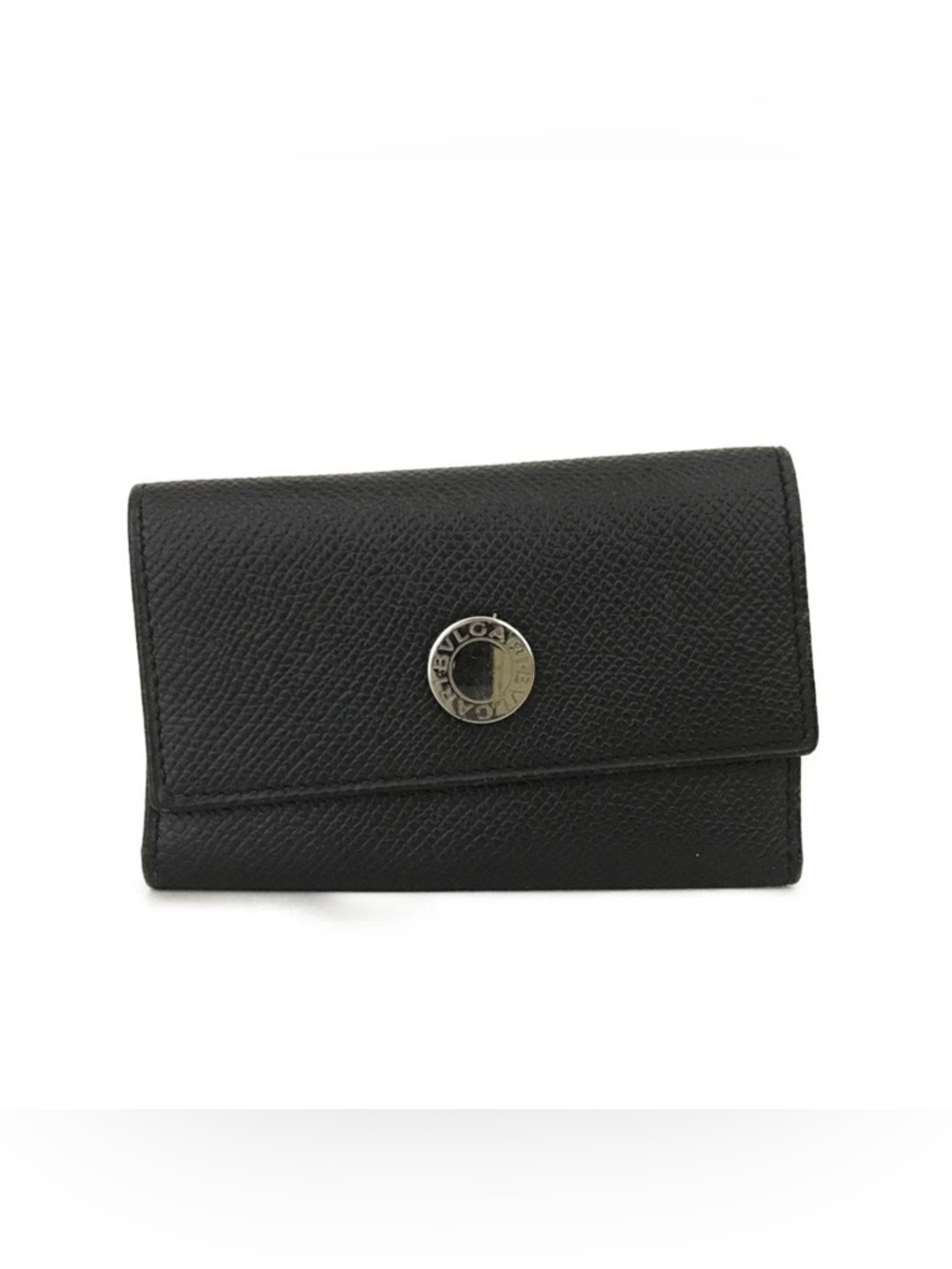 AUTH BVLGARI KEY HOLDER CASE in Black Calfskin AUTHENTIC Leather Accessory